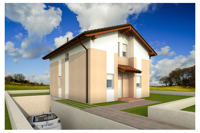 Casa prefabbricata a Brescia: render di progetto