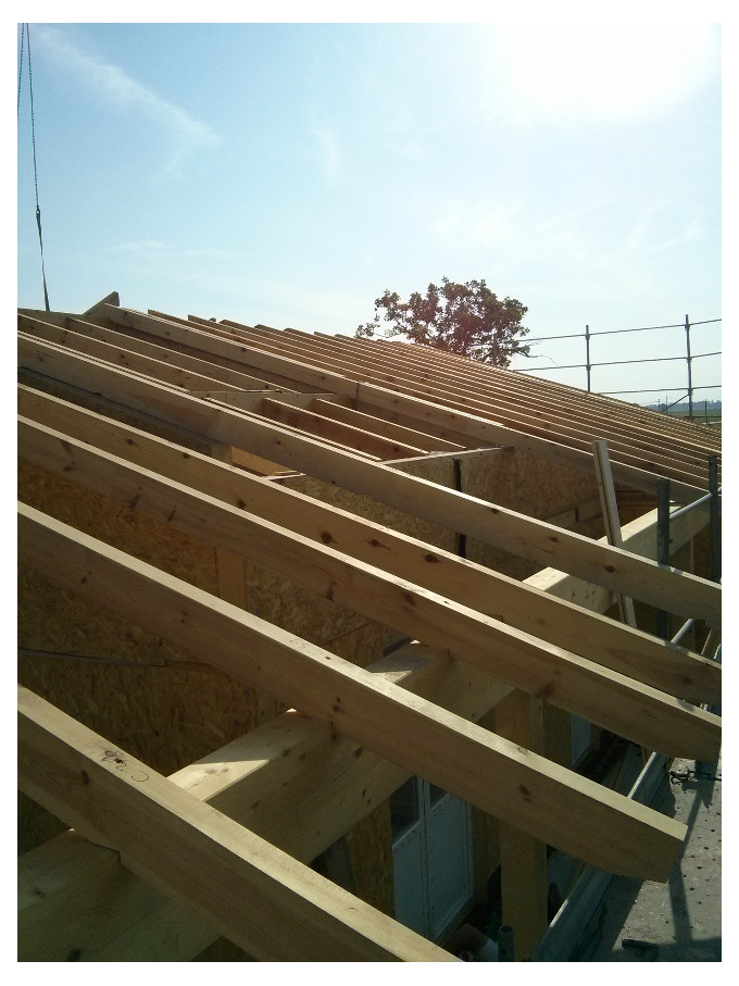 Parma casa prefabbricata Ecodimora : montaggio tetto