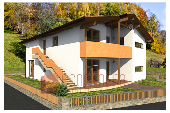 Pescara, casa prefabbricata in legno : render di progetto