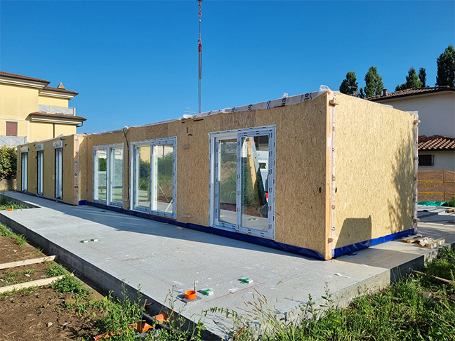 Casa prefabbricata Ecodimora a Flero Brescia posizionamento pareti