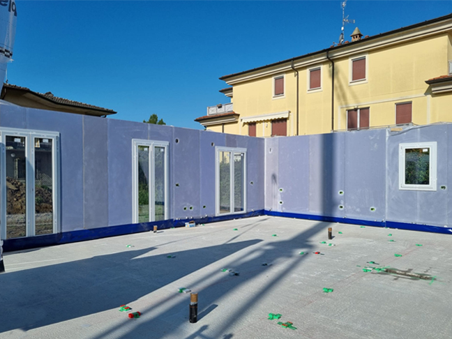 Casa prefabbricata Ecodimora a Flero Brescia posizionamento pareti