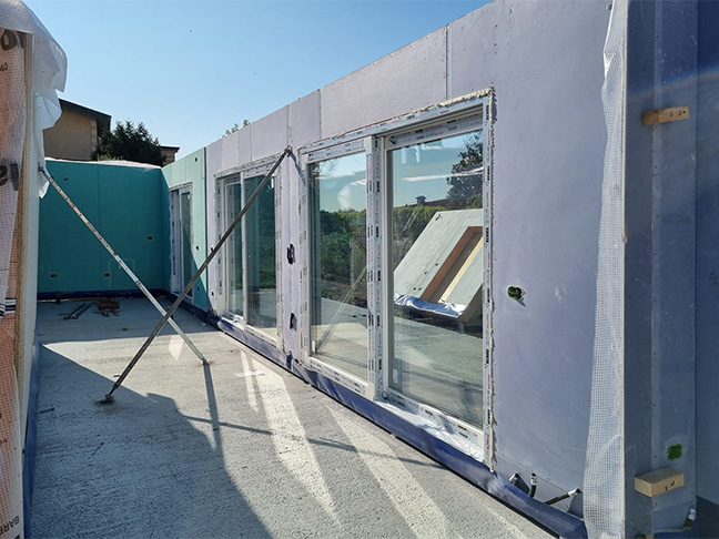 Casa prefabbricata Ecodimora a Flero Brescia posizionamento pareti