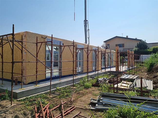 Casa prefabbricata Ecodimora a Flero Brescia ponteggi