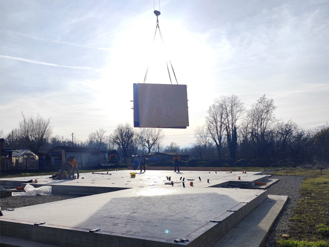 Casa prefabbricata Ecodimora a Parma posa pareti