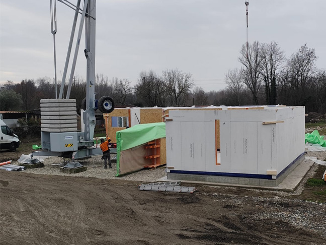 Casa prefabbricata Ecodimora a Parma posa pareti